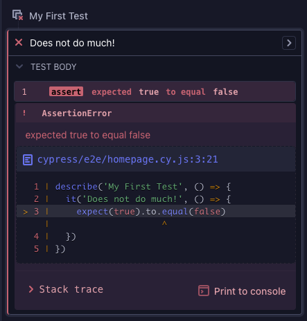 Failing test